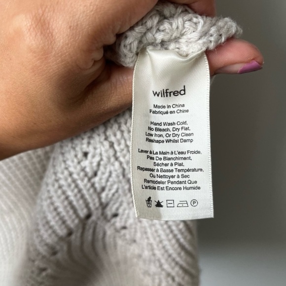 Wilfred Aritzia Open-stitch Wool Sleeveless Cowl Neck Sweater S Beige/Gray - Picture 7 of 10